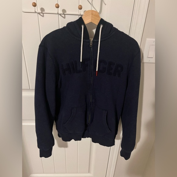 Vintage Tommy Hilfiger Sherpa Lined Zip Up | Size: Medium | Colour: Blue - Picture 1 of 4
